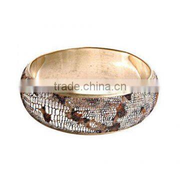 Leather Embossed Brass Bangle