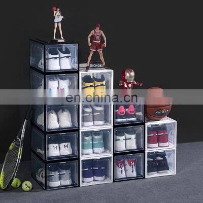 2020 Hot Good Quality Strong Drop Front Stackable Magnetic Door Clear Storage Transparent Plastic Sneaker Box