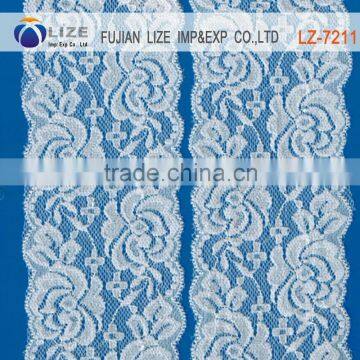 Latest ivory wide emberlished stretch lace elastic trim LZ-7211