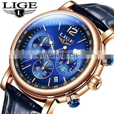 LIGE 8927 Quartz  Watch For Men Top Brand Luxury Leather Waterproof C Top Brand Luxury Leather Waterproof Clock Sports watch men