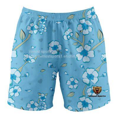 Blue Custom Shorts With Flower Pattern