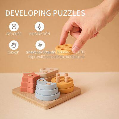 Silicone Stacking Sorting Toys for Baby and Toddlers Building Blocks Toys photo-3