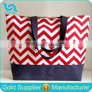 Custom XL Extra Large Red Chevron Beach Bag Chevron Canvas Beach Bag                        
                                                Quality Choice