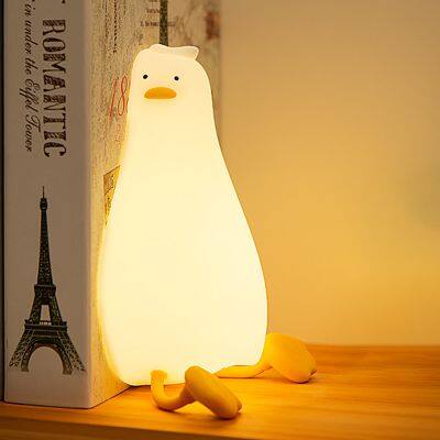 Custom Christmas Led Lights Touch Cute Lying Duck Night Light Lamp Animal Smart Sleeping Silicone Night Light For Baby Room photo-3