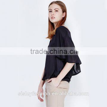 2016 New design fashion women black high quality women's shirt OEM manufacturer t shirt wholesale price TS081