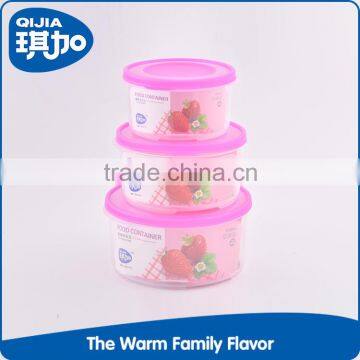 Eco friendly storage material clear food grade plastic container with colorful lid