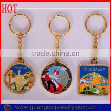 Fashion key chain zinc alloy jerusalem metal keychain
