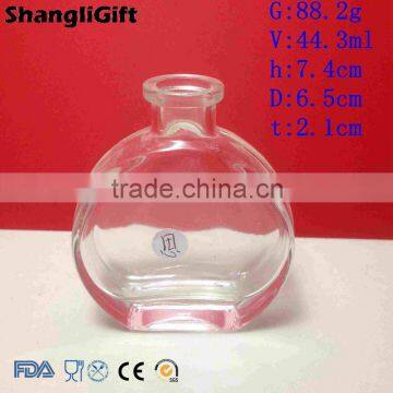 45ml Flat Round Glass Bottle With Cork Empty