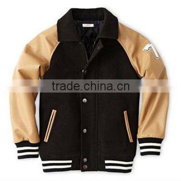 Melton Wool and Cow Leather Varsity Jacket