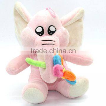 plush pink elephant toy/plush elephant/stuffed plush elephant with flowers