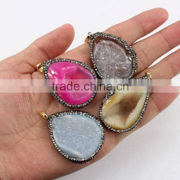 JF6902 Hot Crystal Pave Sparkly Geode Agate Druse Druzy Pendants Quality Choice photo-2