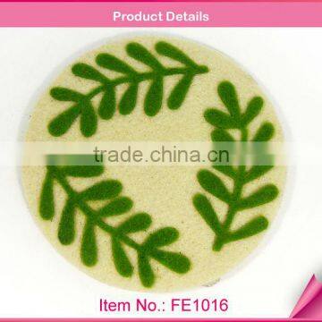 Olive branch round felt cup mat