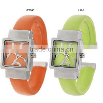 New ladies silicon bangle candy stripe fashion watch