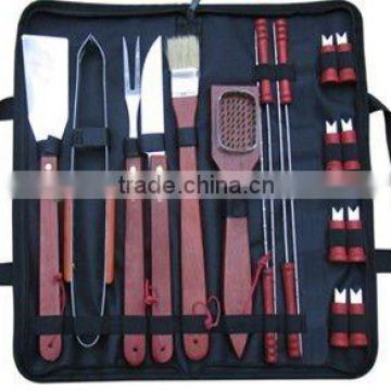 Cheap New Products Custom Case Packed Heat Resistance Short Handle 17pcs Stainless Steel BBQ Tools