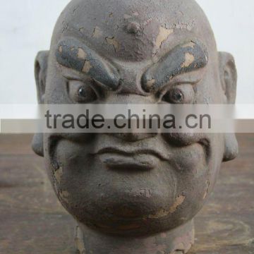 Antique Chinese Wooden Buddha head sculpture