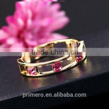 High Quality Style Hollow 18K Gold Plated Square Crystal Bangle Best Gift photo-2