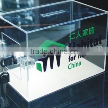 GH-RJ034 High transparant Usage acrylic donation stand for showcase,clear acrylic donation box