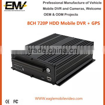 HD 8 Ch 720P AHD HDD Mobile DVR with GPS G-Sensor