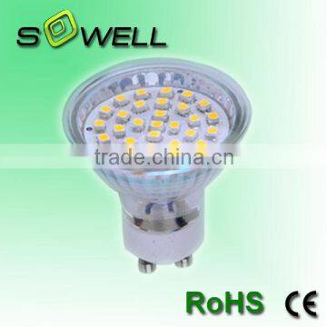 110/230V 4.8W GU10 5050SMD 30pcs 50*62mm CE RoHS Glass Material LED Spot Lamps