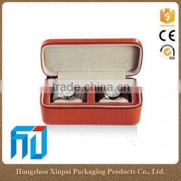 Travel 2 Slots Leather Watch Display Box Packaging