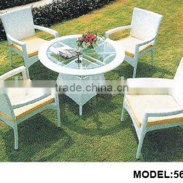 White Wicker Rattan Dining Set Patio Furniture photo-3