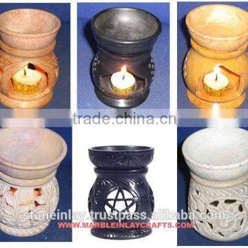 Soapstone Aroma Oil Burner, Colored Soapstone Oil Lamp