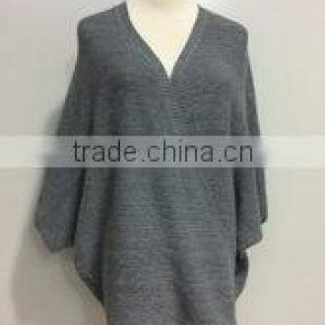 Ladies slanting stitch knitting mock poncho Pullover pattern sweater