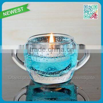 2015 Hot sale round candleholder glass with handle