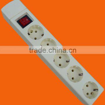 European style 5 way power extension socket with earth and switch (E9005ES)
