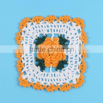 Clorful square crochet doilies for table dress,vintage flower cotton coasters