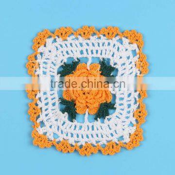 Clorful Square Crochet Doilies for Table Dress,vintage Flower Cotton Coasters