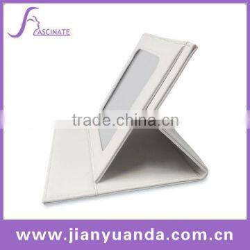 Square foldable leather desk top mirror with high quality