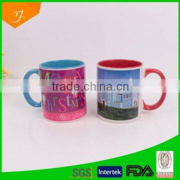 11oz red inner ceramic mugs sublimation bulk wholesale,color glazed ceramic mug sublimation