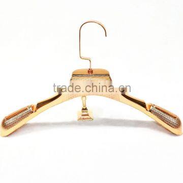 OEM electroplating gold plastic clothes hanger for dresses display