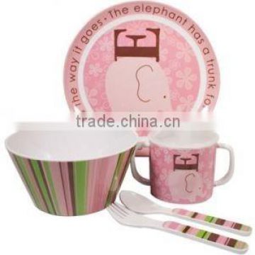 pink melamine kids tableware