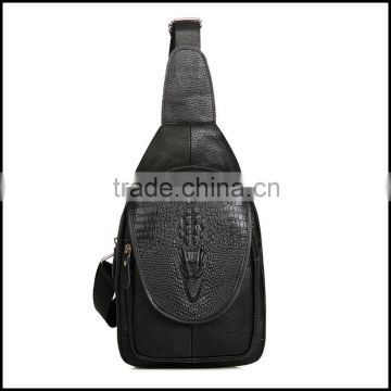 The 1729 men's leather chest Baotou cowhide crocodile Purse Shoulder bag chest bag closes one generation