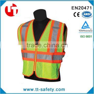 American Europe Style Polyester Mesh High Visibility Lime Green/yellow Safety Reflective Jacket photo-2