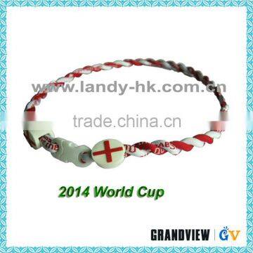 Sports useful energy good quality football triple braided titanium necklace