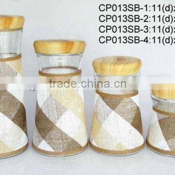 CP013SB glass storage jar with weaved coating/glass jar/glassware