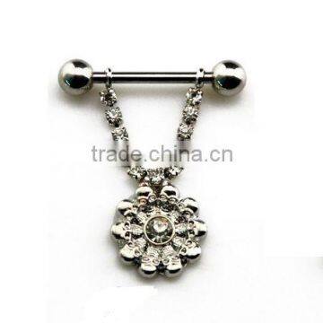 Skull Face Flower Nipple Bar Nipple Rings