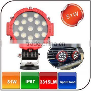 Warranty 2 year 6 inch12V 24V 51W round black led work light off road working light for trucks tractor