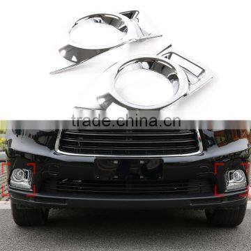 2Pcs Car Daytime Running Light Fog Lamp Cover For Toyota Highlander 2014 2015 ABS Decoration Trim