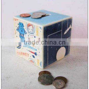 Plastic puzzle money box for collectible/square cartoon puzzle coin boxes custom make