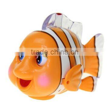 orange&white clown fish move lighting plastic toy for kids/design your own funny lighting plastic toy/oem function plastic toys