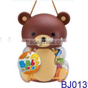 Funny gift for baby lovely bear bottle with infant rattles and teether