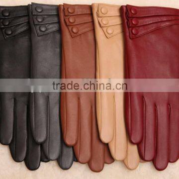 Women's GENUINE KID LEATHER fashion winter warm leather gloves