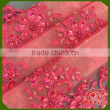 PROFESSIONAL MANUFACTURER MULTI COLOR MESH EMBROIDERY FABRIC WITH SEQUINED BEADS