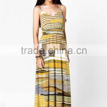 KS123YL Abstract Stripe Singlet Dress - Yellow Two | Maxi dress for Women | Marisara