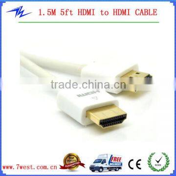 New 2014 Gold Plated Plug 1.5M 5FT HDMI to HDMI Cable 1.4V 1080P 3D For HDTV computer tablets ps4 android tv