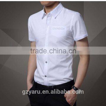 Latest Formal Pictures Office Slim Dress Shirt Short Sleeve Business Shirts for Men photo-3